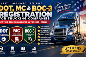 handle dot, mc and boc 3 registration for trucking companies