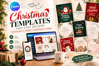 design editable christmas canva templates for your esty shop