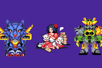 pixel art animation, sprite sheet, pixel art character, pixel animation