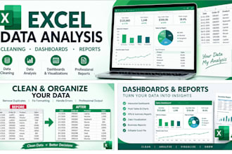 do excel data analysis, cleaning, dashboards and reports