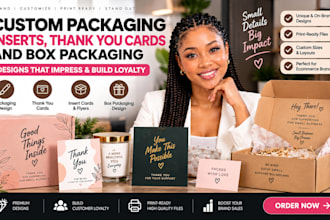 design custom packaging inserts, thank you cards and box packaging