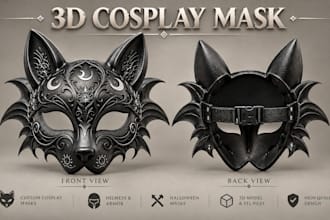 design custom cosplay mask, helmet, armor and halloween mask