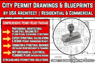 do city permit drawings as usa architect and structural calculation design