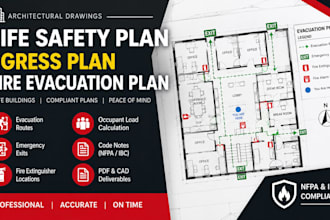 create nfpa compliant life safety plan, egress plan and fire evacuation drawings