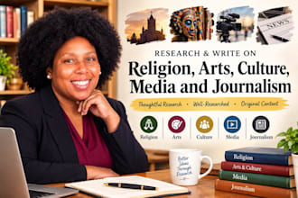 research and write on religion, arts, culture, media and journalism