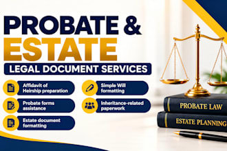 draft US probate forms, estate documents and inheritance paperwork