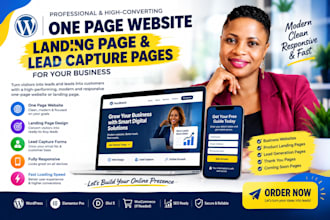 design one page website, lead capture page, wordpress landing page design