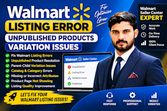fix walmart listing errors and variation issues