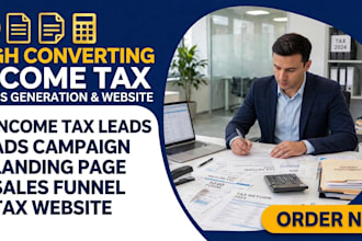 provide income tax lead, tax landing page, tax website, tax preparation