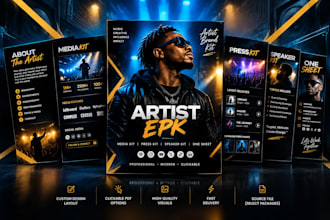 design artist epk, media kit, press kit, speaker kit, one sheet