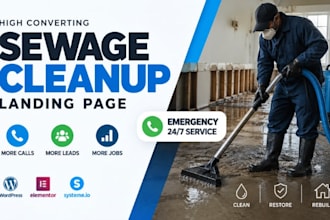 design sewage cleanup lead generation landing page