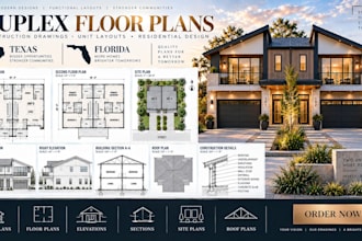 design duplex floor plans and construction drawings in texas, florida