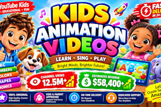 create 3d animation , kids learning videos for youtube, animation for kids