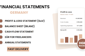 prepare financial statements, profit and loss and balance sheet for germany