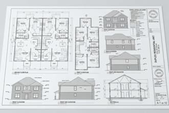 draft duplex architectural plans for dallas texas residential building permit