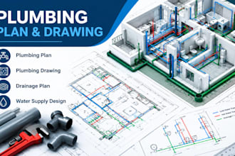 create plumbing plan, plumbing drawing, drainage plan and water supply design