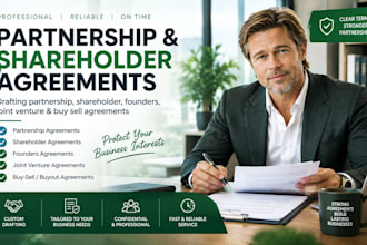 draft partnership, shareholder, founders, joint venture and buy sell agreement