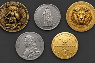 sculpt 3d bas relief, medallion, coin model for 3d printing