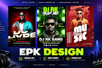 design electronic press kit, epk, media kit, party flyer, one sheet
