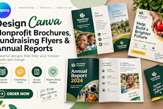 design canva nonprofit brochures, fundraising flyers and annual reports
