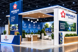 design trade show booth, exhibition stand, backdrop and  booth graphics