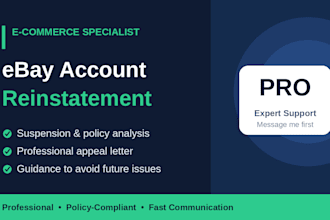 reinstate your suspended ebay account and write appeal