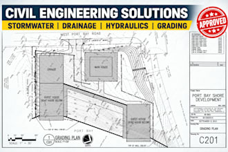 design stormwater drainage, swppp, hydrology and hydraulic plans for permits