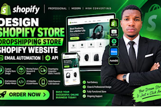 design shopify store dropshipping store shopify website email automation api