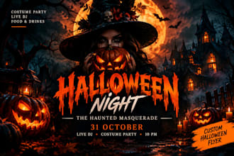 design a halloween party flyer for your horror event