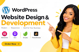 design a wordpress website with elementor, divi or themeforest