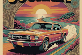 make a poster design in a retro vintage style