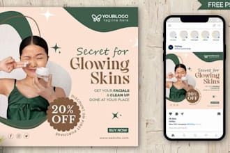 design beauty instagram posts, skincare, salon and cosmetic promotions