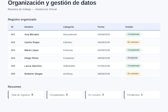 organización de datos y documentos