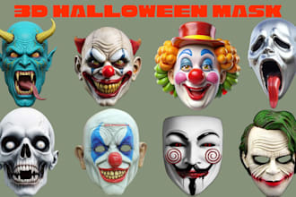 design halloween mask 3d horror mask skull mask monster mask stl for 3d printing
