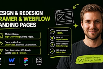 design framer website, landing page develop webflow website figma to webflow wix