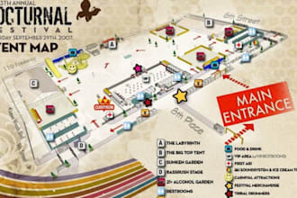 design event map, vector map, isometric map and venue map