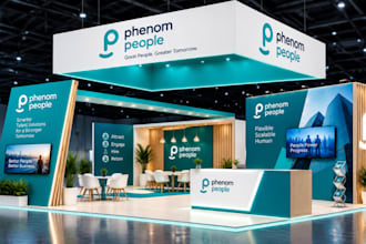 design trade show booth, exhibition stand, backdrop and booth graphics