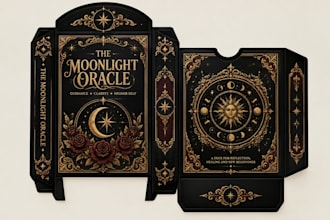 illustrate custom card game design box packaging, tuck box dieline, tcg template