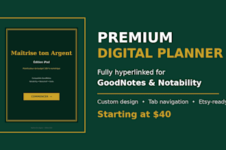 design a premium hyperlinked digital planner for goodnotes and etsy