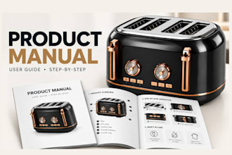 design product manual, user guide and step by step product instruction manual