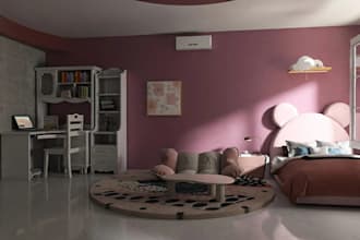 design kids bedroom 3d interior with HD renders
