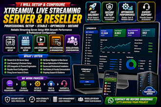 setup xtreamui, live streaming server, xui server, epg, restream setup, reseller