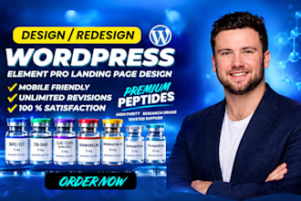 design or redesign peptide wordpress website, peptide landing page, woocommerce