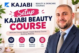 setup kajabi beauty course, skincare course kajabi beauty course booking website