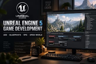 do unreal engine game development for open world game, ue5 blueprints, rpg game
