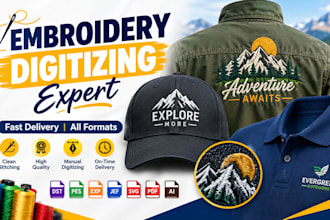 do embroidery digitizing service for hat, cap and left chest