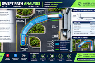 perform swept path analysis using autoturn and civil 3d for site access
