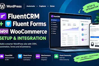 set up fluentcrm fluent forms and woocommerce on wordpress