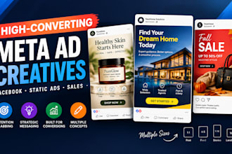design high converting static facebook and meta ad creatives