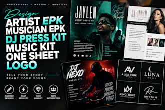 design artist epk, musician epk, dj press kit, music kit, one sheet, logo design